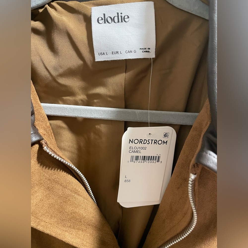NWT Women’s Elodie Faux Leather Collar Faux Suede Crop Jacket Size Large - Picture 3 of 10